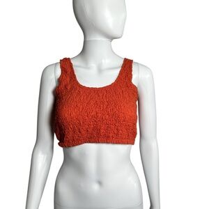 Women's L Orange Textured Crop Top New